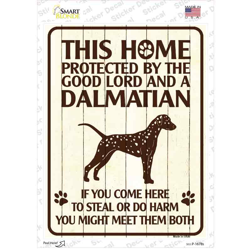 Protected By A Dalmatian Novelty Rectangle Sticker Decal Small