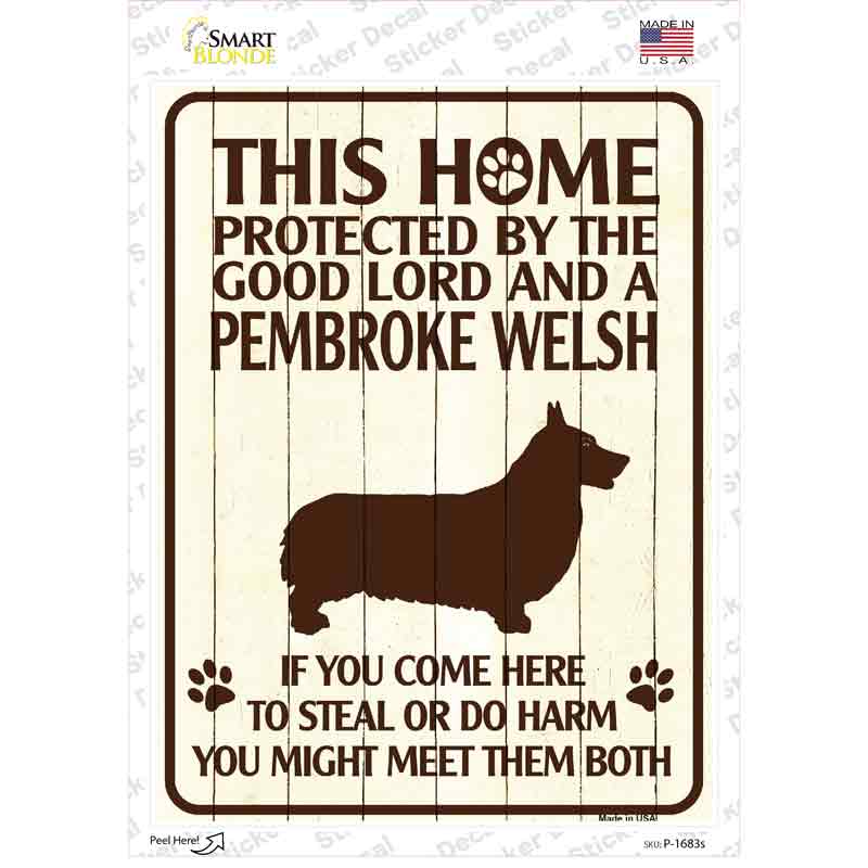 Protected By A Pembroke Welsh Novelty Rectangle Sticker Decal Small