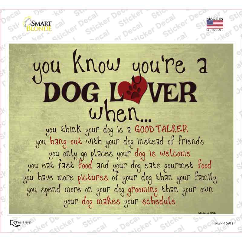 Dog Lover Great Talker Novelty Rectangle Sticker Decal Small