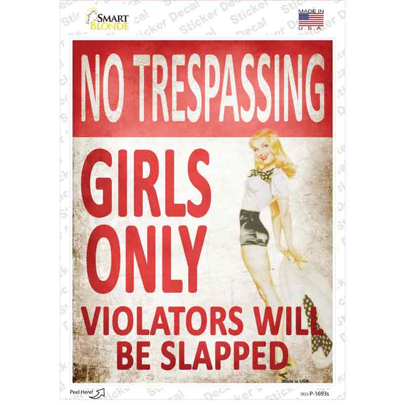 No Trespassing Girls Only Novelty Rectangle Sticker Decal Small