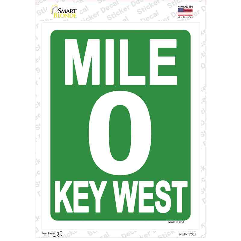 Mile Zero Key West Novelty Rectangle Sticker Decal