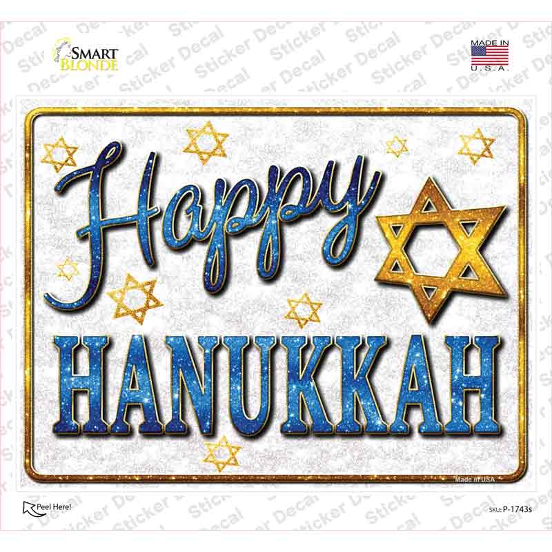 Happy Hanukkah Novelty Rectangle Sticker Decal Small