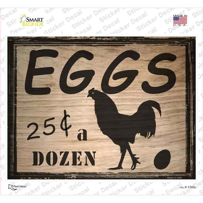 Eggs 25 Cents A Dozen Novelty Rectangle Sticker Decal Small