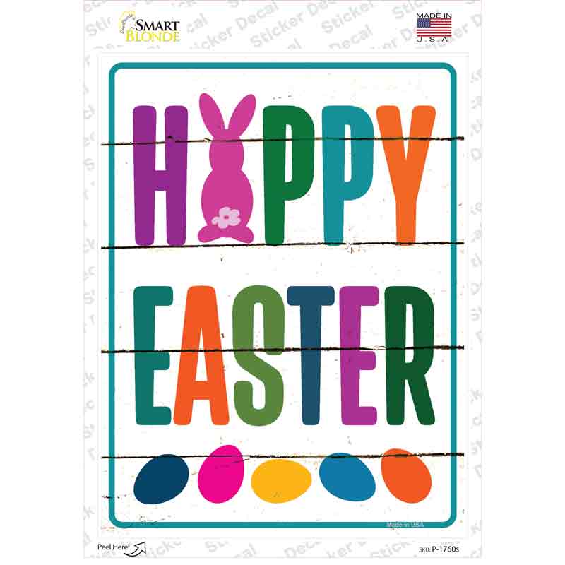 Happy Easter with Eggs Novelty Rectangle Sticker Decal Small