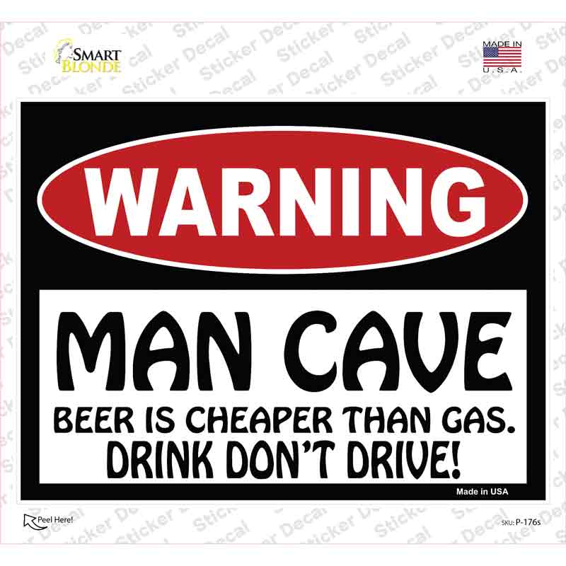 Man Cave Beer Cheaper Than Gas Novelty Rectangle Sticker Decal Small