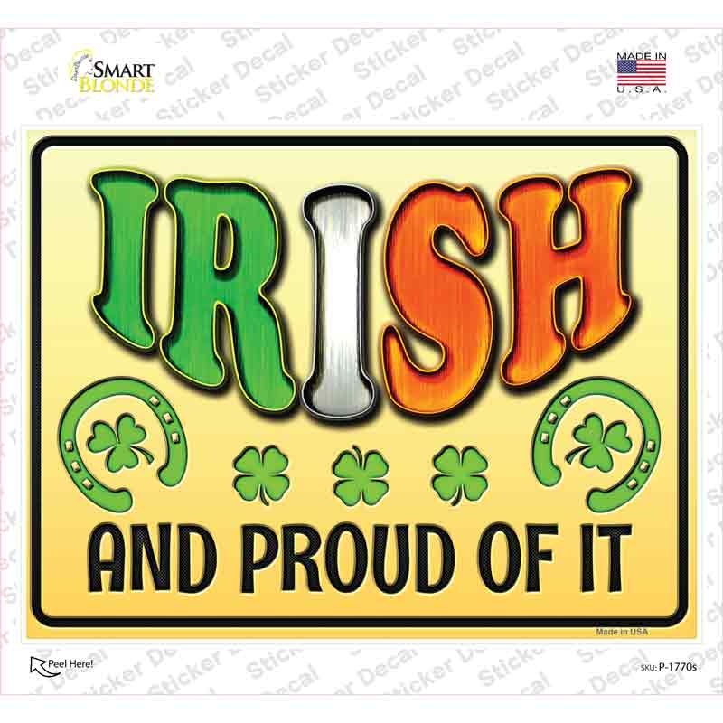 Irish and Proud Novelty Rectangle Sticker Decal Small