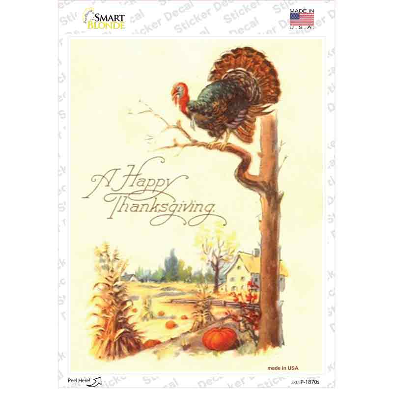 Happy Thanksgiving Vintage Poster Novelty Rectangle Sticker Decal Small