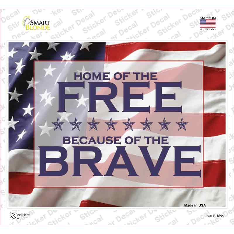 American Flag Free Brave Novelty Rectangle Sticker Decal Small