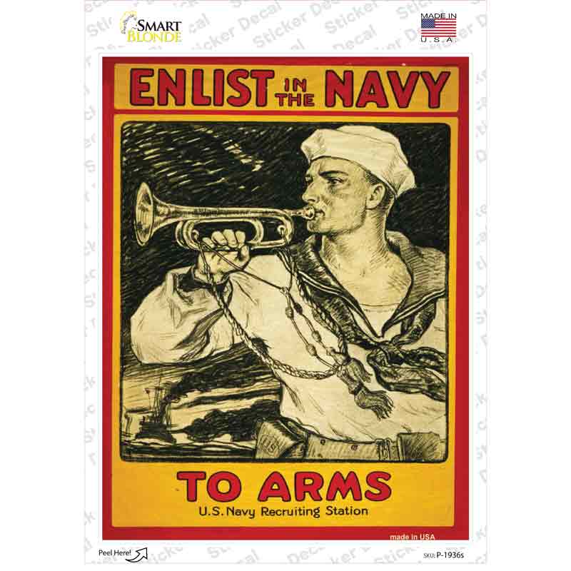 Enlist in the Navy Vintage Poster Novelty Rectangle Sticker Decal