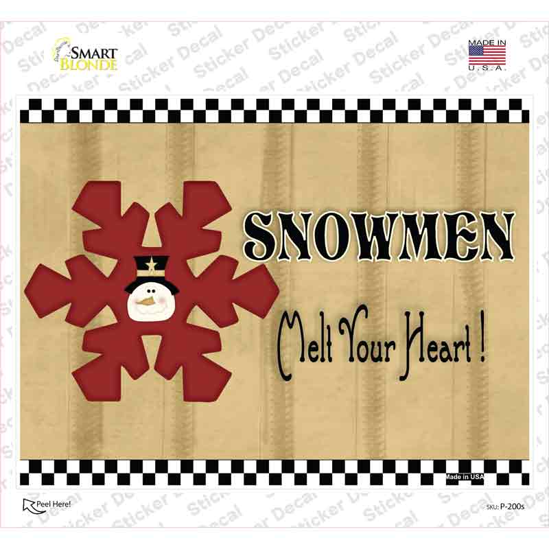 Snowflake Snowmen Novelty Rectangle Sticker Decal Small