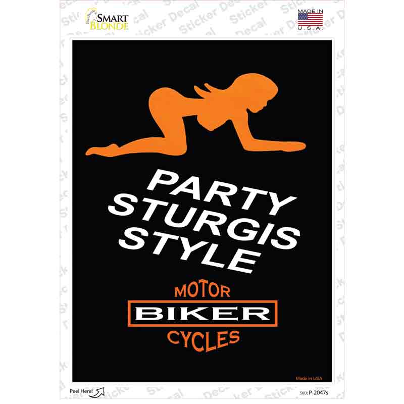 Party Sturgis Style Novelty Rectangle Sticker Decal Small