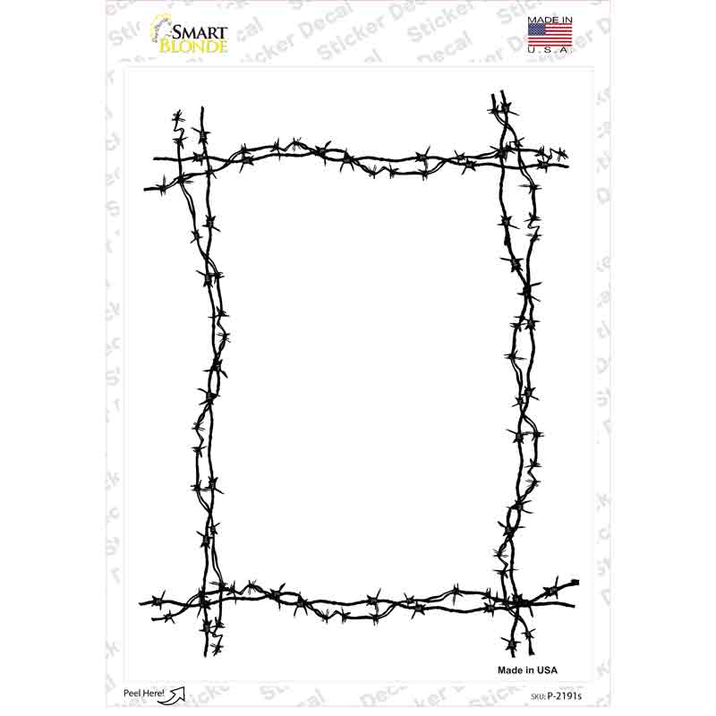 Black Barbed Wire Border Novelty Rectangle Sticker Decal