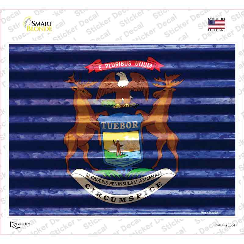 Michigan Flag Novelty Rectangle Sticker Decal Small