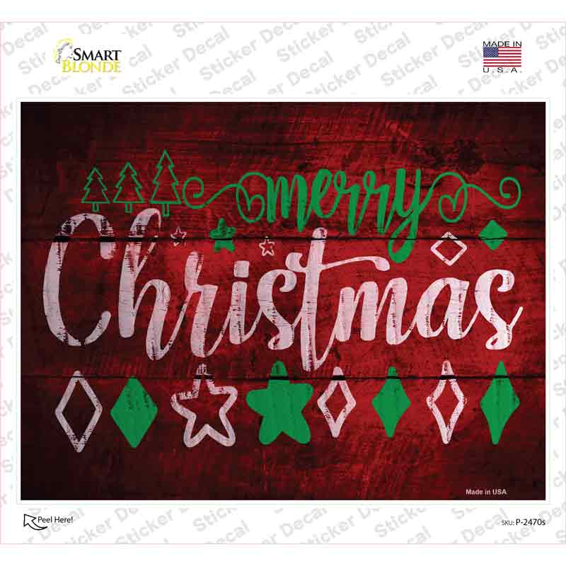 Merry Christmas Novelty Rectangle Sticker Decal Small