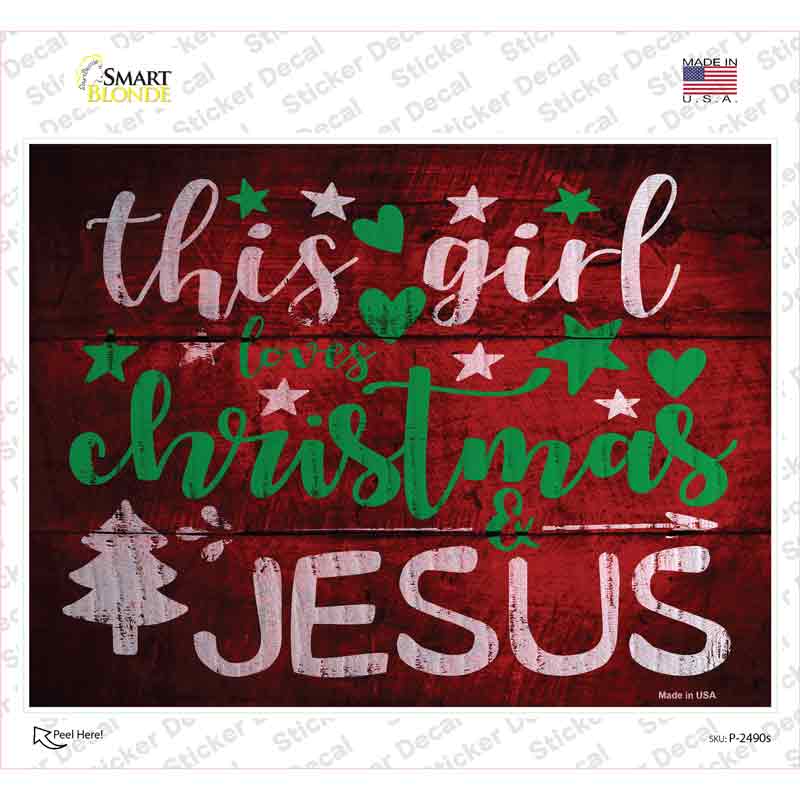 This Girl Loves Christmas Red Novelty Rectangle Sticker Decal Small