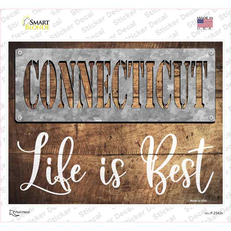 Connecticut Stencil Life is Best Novelty Rectangle Sticker Decal Small