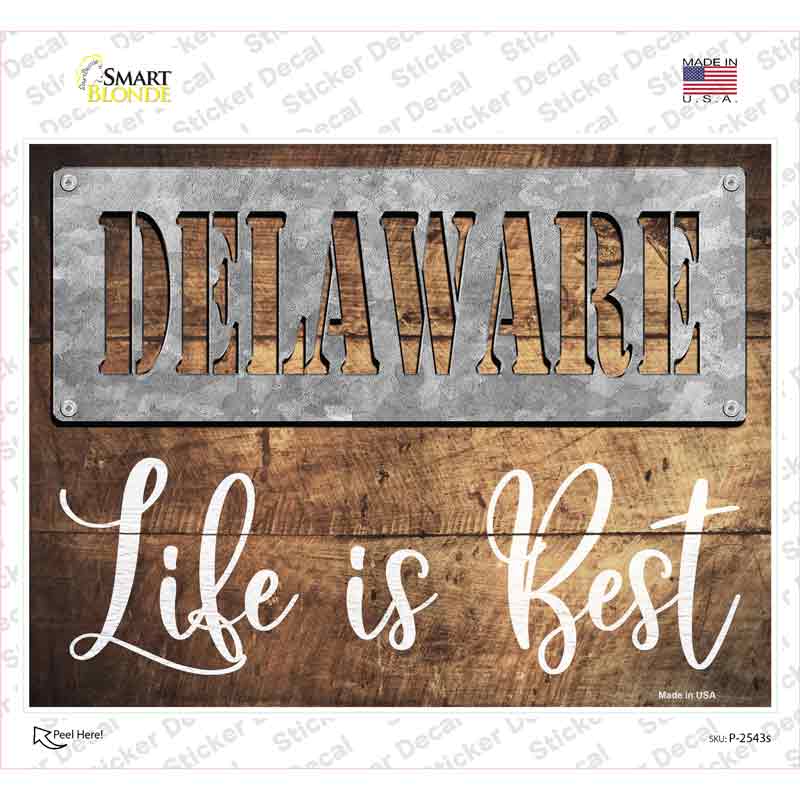 Delaware Stencil Life is Best Novelty Rectangle Sticker Decal Small