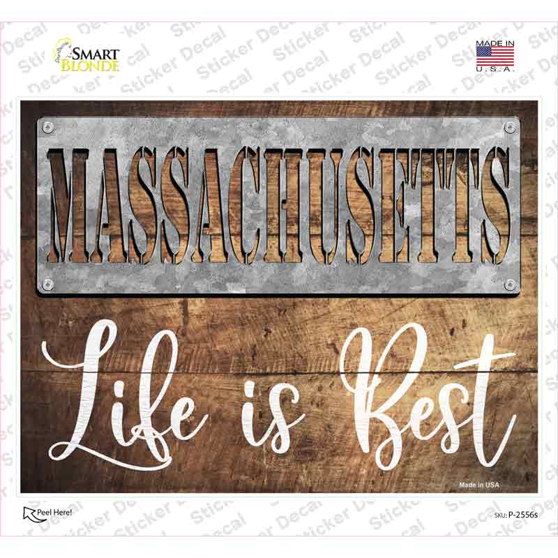 Massachusetts Stencil Life is Best Novelty Rectangle Sticker Decal Small