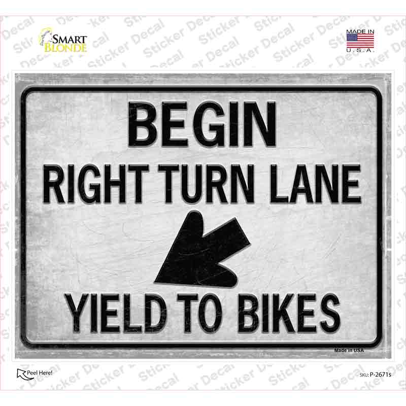 Begin Right Turn Lane Yield To Bikes Novelty Rectangle Sticker Decal
