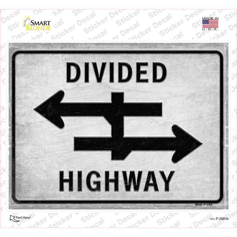 Divided Highway Novelty Rectangle Sticker Decal