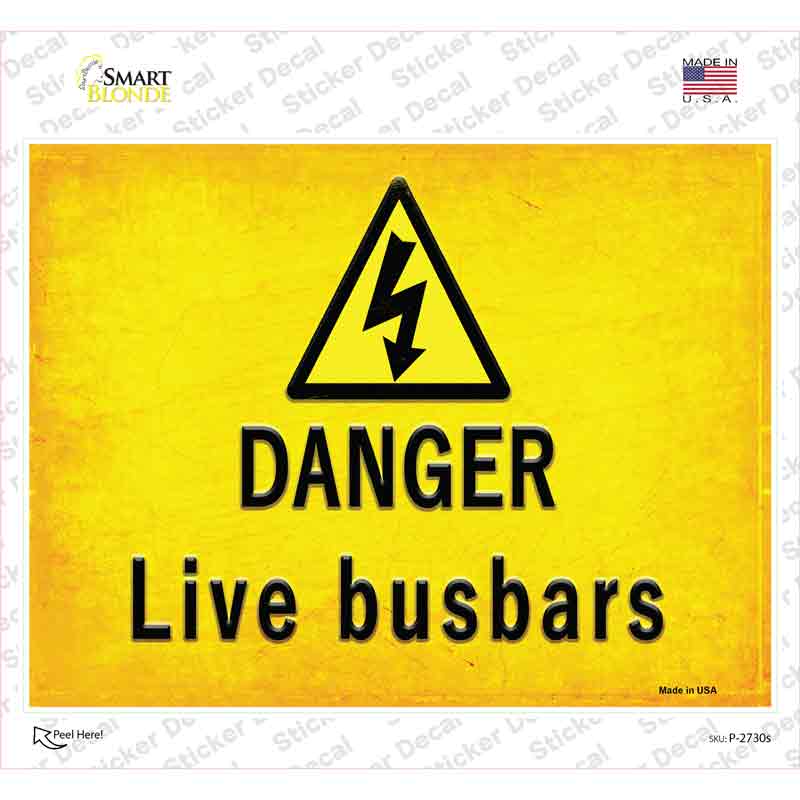 Danger Live Busbars Novelty Rectangle Sticker Decal