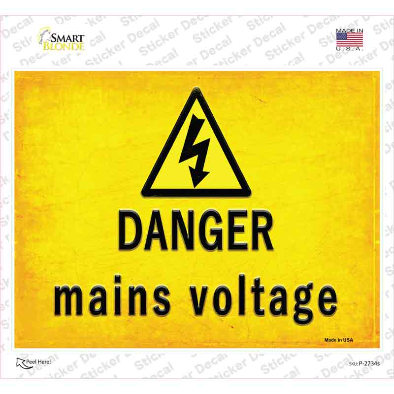 Danger Mains Voltage Novelty Rectangle Sticker Decal