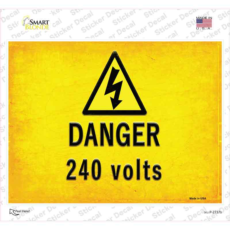 Danger 240 Volts Novelty Rectangle Sticker Decal