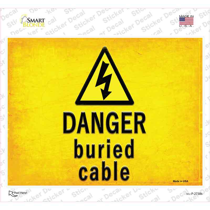 Danger Buried Cable Novelty Rectangle Sticker Decal