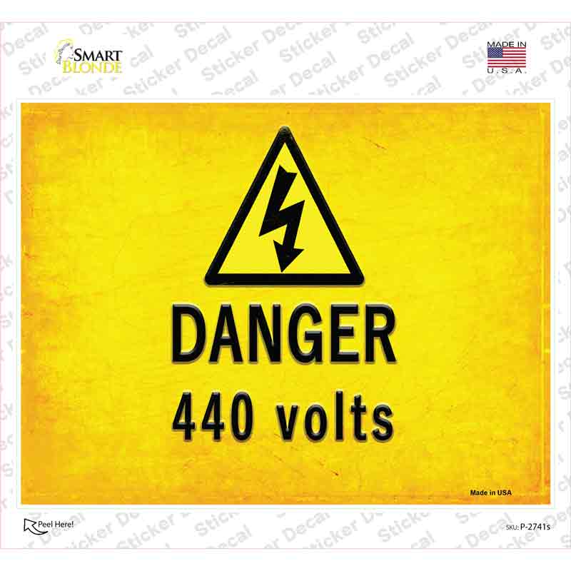 Danger 440 Volts Novelty Rectangle Sticker Decal
