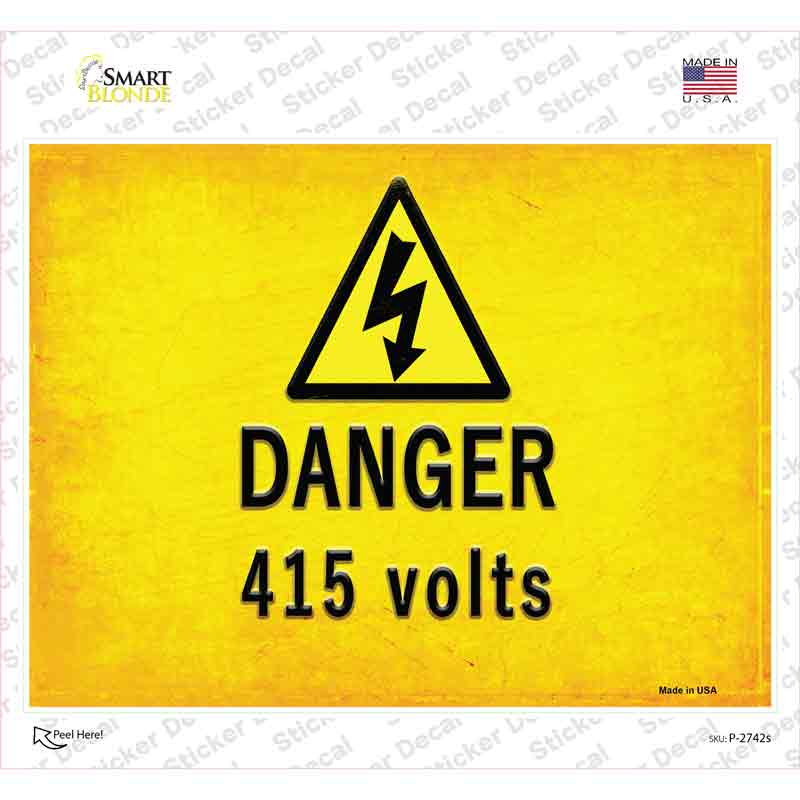 Danger 415 Volts Novelty Rectangle Sticker Decal