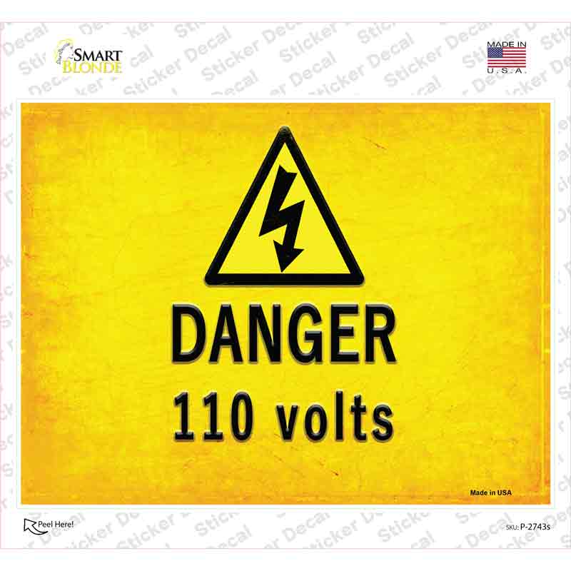 Danger 110 Volts Novelty Rectangle Sticker Decal