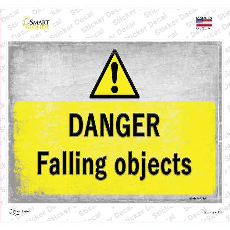 Danger Falling Objects Novelty Rectangle Sticker Decal