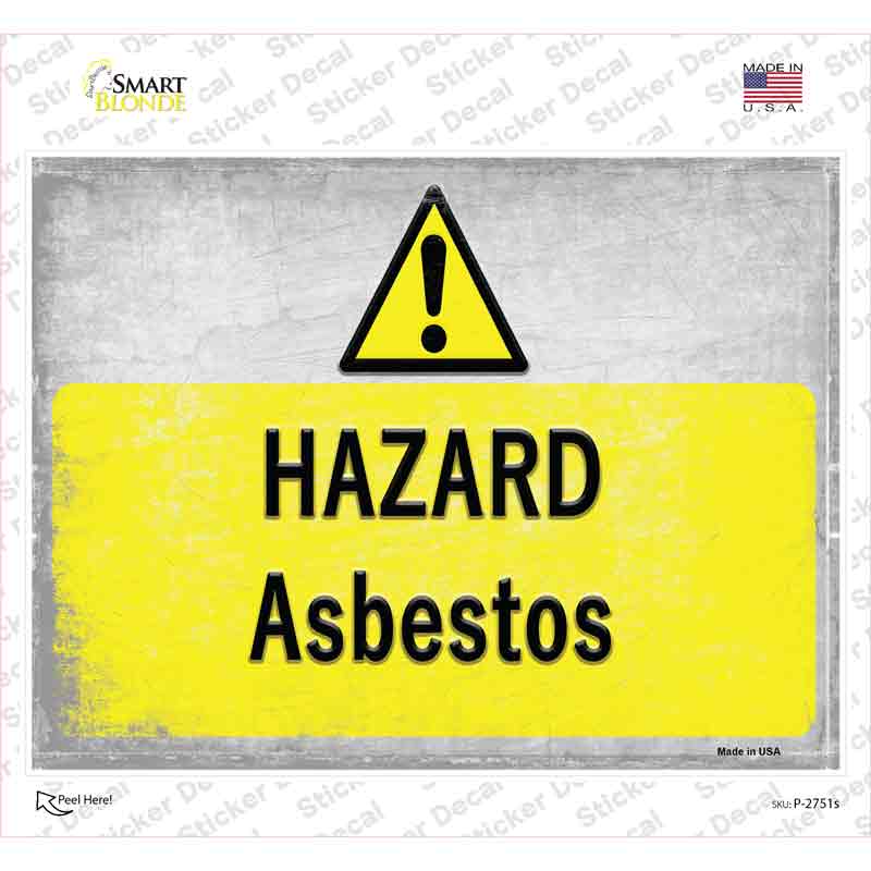 Hazard Asbestos Novelty Rectangle Sticker Decal