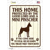 This Home Protected By A Pinscher Novelty Rectangle Sticker Decal