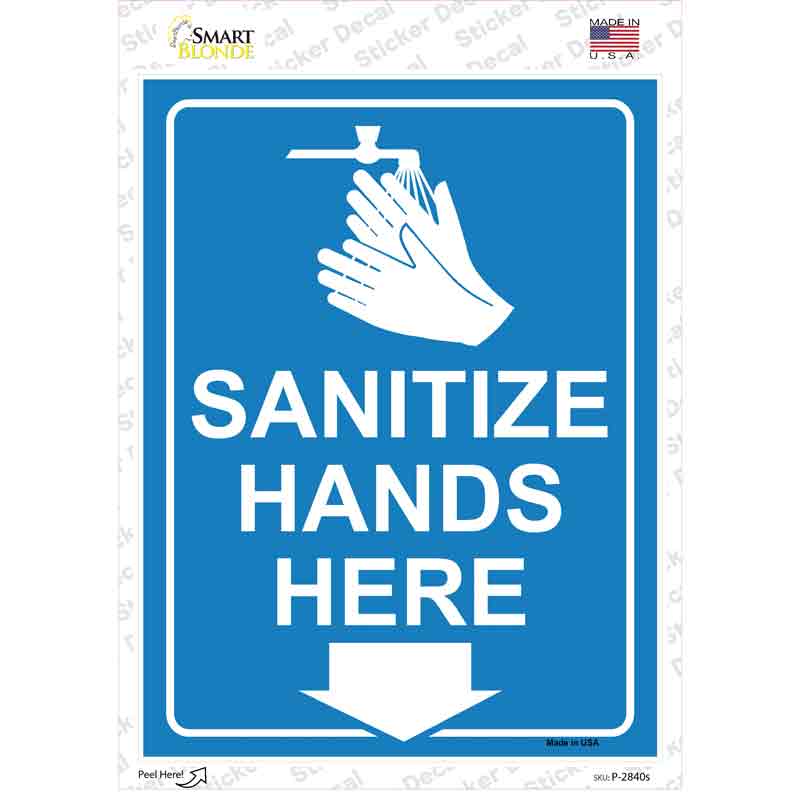 Sanitize Hands Here Novelty Rectangle Sticker Decal Small