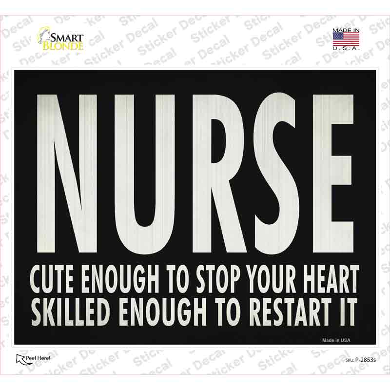 Cute Nurse, Restart Heart Novelty Rectangle Sticker Decal Small