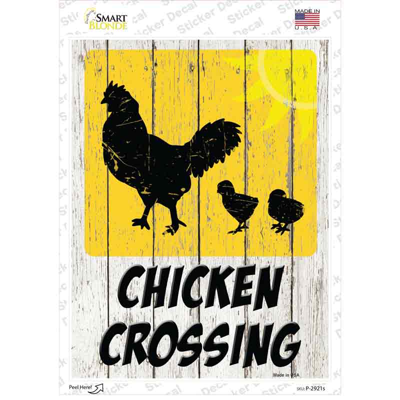 Chicken Crossing Novelty Rectangle Sticker Decal