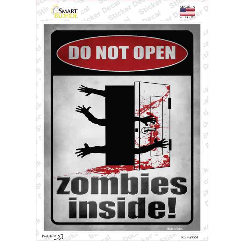 Zombies Inside Novelty Rectangle Sticker Decal Small