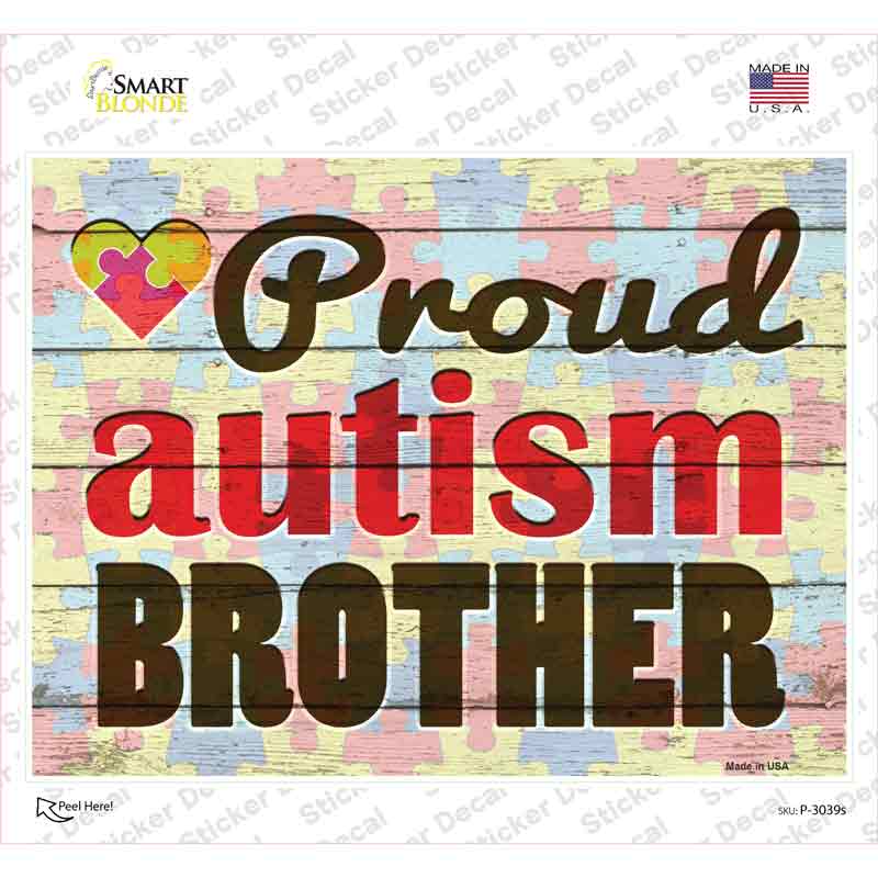 Proud Autism Brother Novelty Rectangle Sticker Decal Small