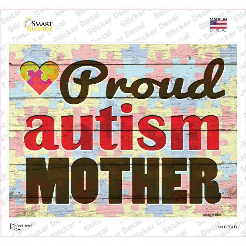 Proud Autism Mother Novelty Rectangle Sticker Decal Small