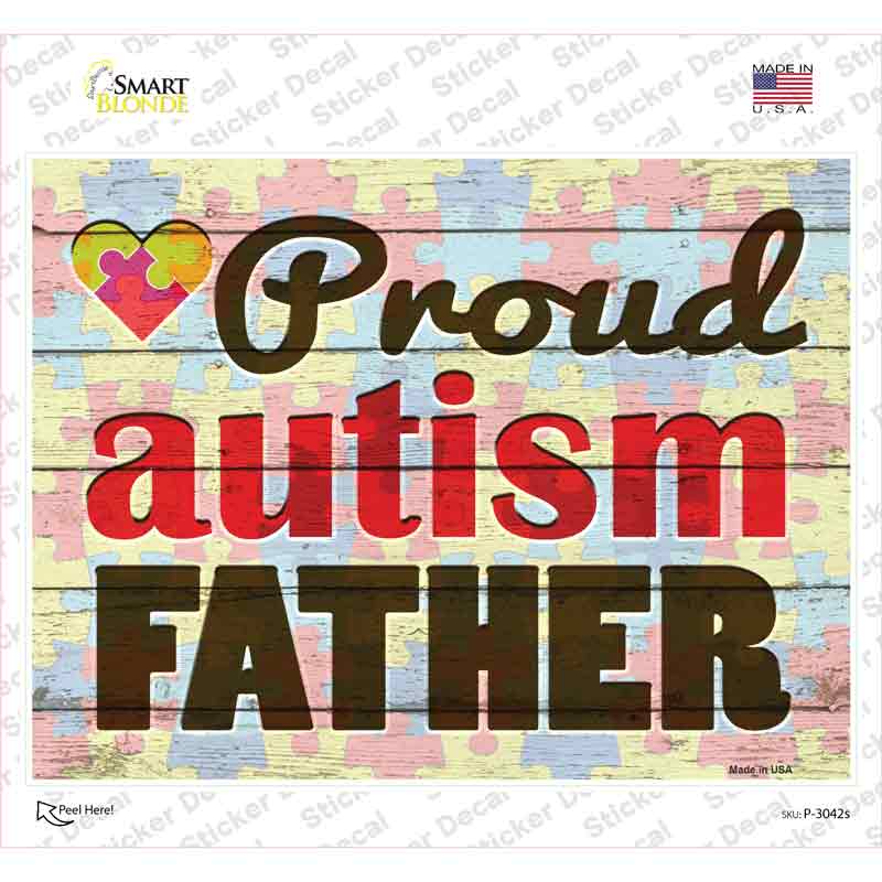 Proud Autism Father Novelty Rectangle Sticker Decal Small