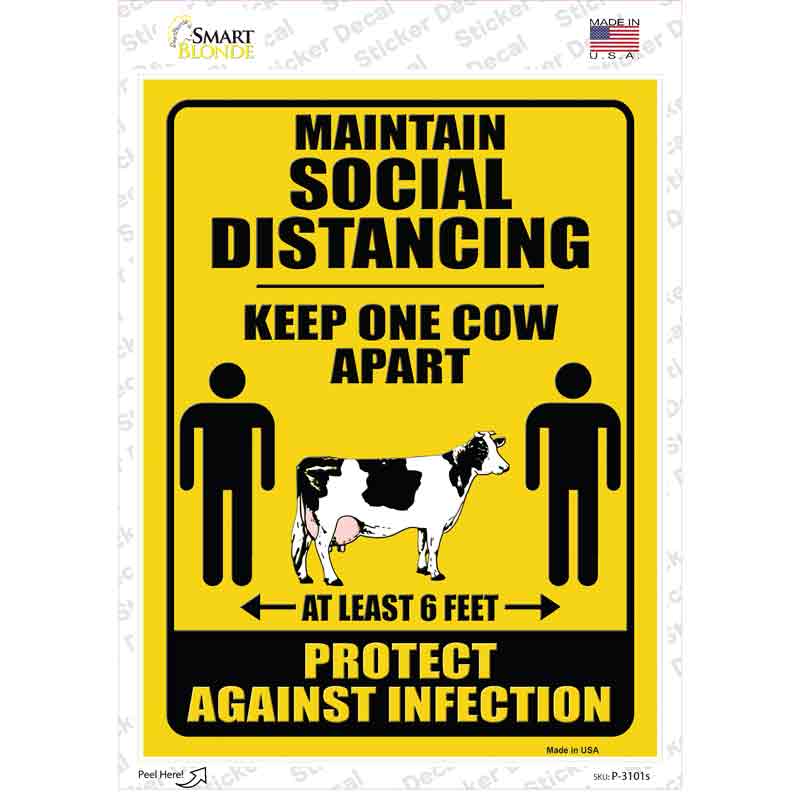 Keep One Cow Apart Novelty Rectangle Sticker Decal Small