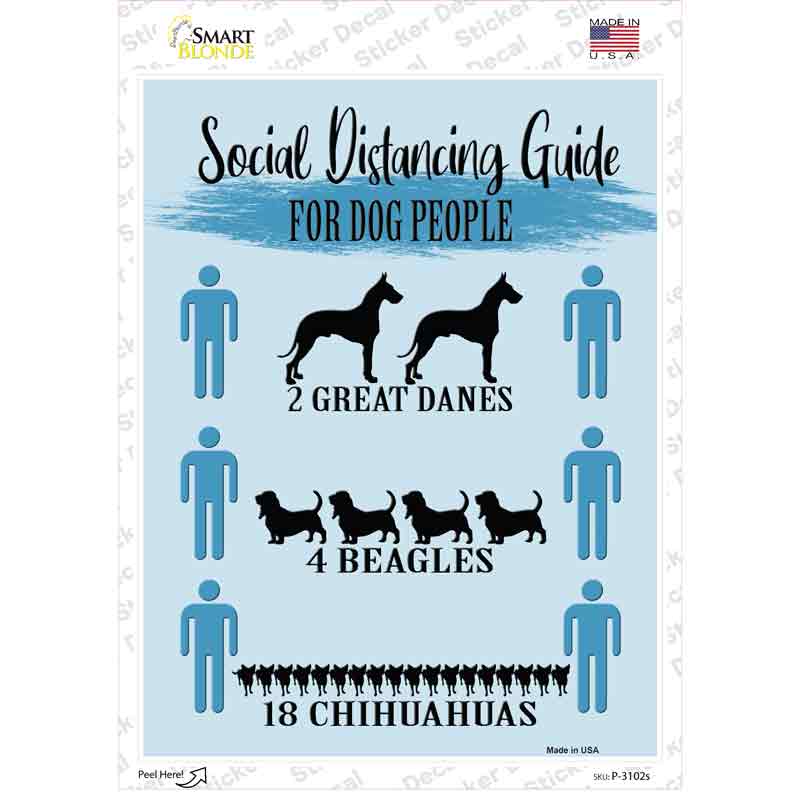 Social Distancing For Dog People Novelty Rectangle Sticker Decal Small