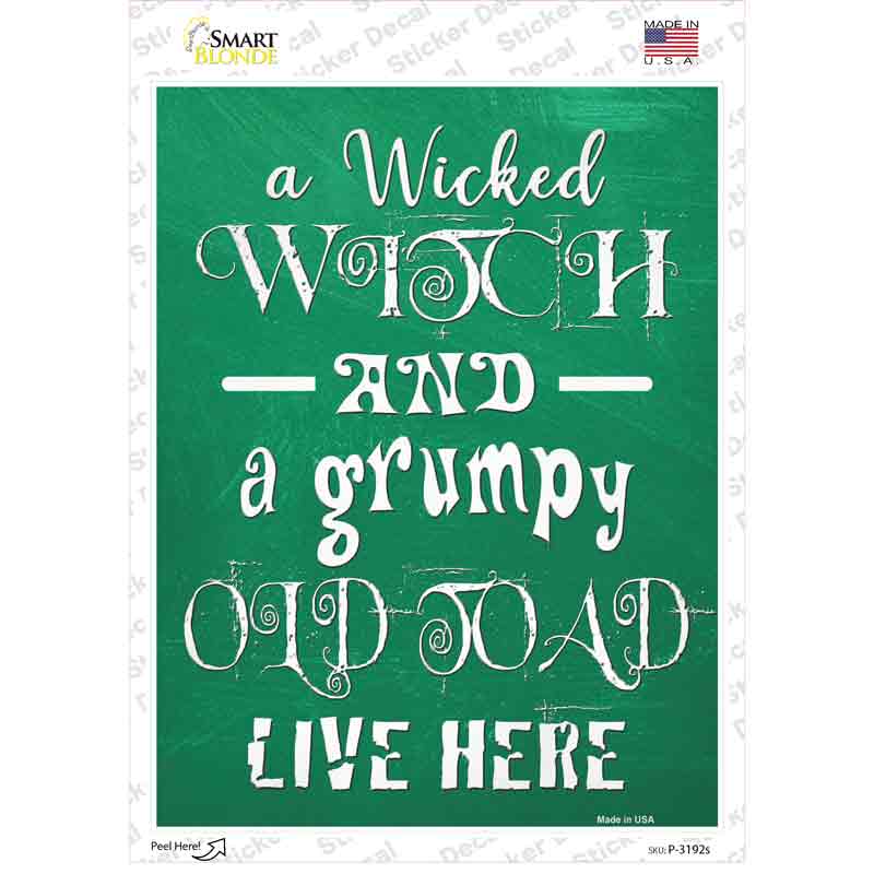 Wicked Witch and Grumpy Toad Novelty Rectangle Sticker Decal Small