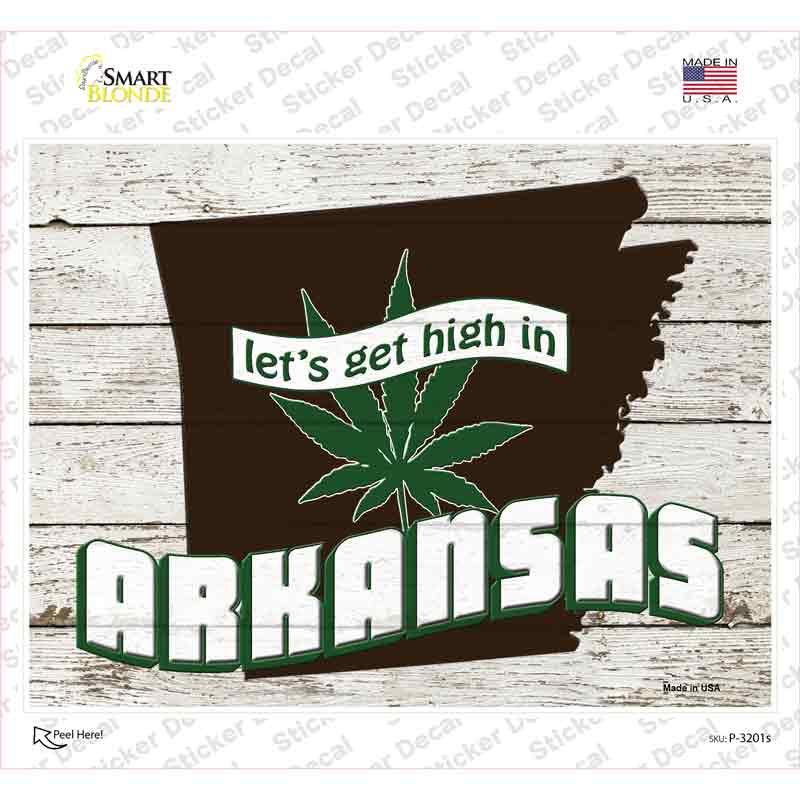 Get High In Arkansas Novelty Rectangle Sticker Decal Small