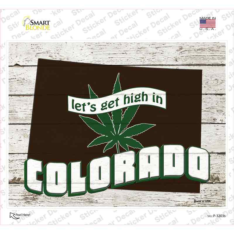 Get High In Colorado Novelty Rectangle Sticker Decal Small