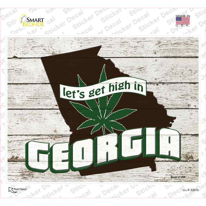 Get High In Georgia Novelty Rectangle Sticker Decal Small