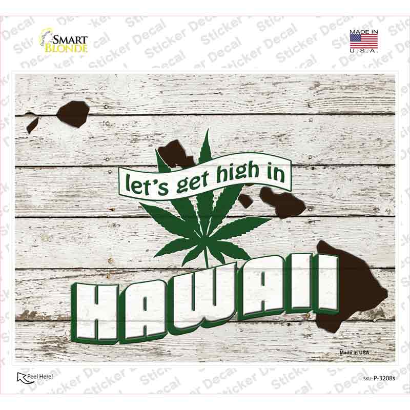 Get High In Hawaii Novelty Rectangle Sticker Decal Small