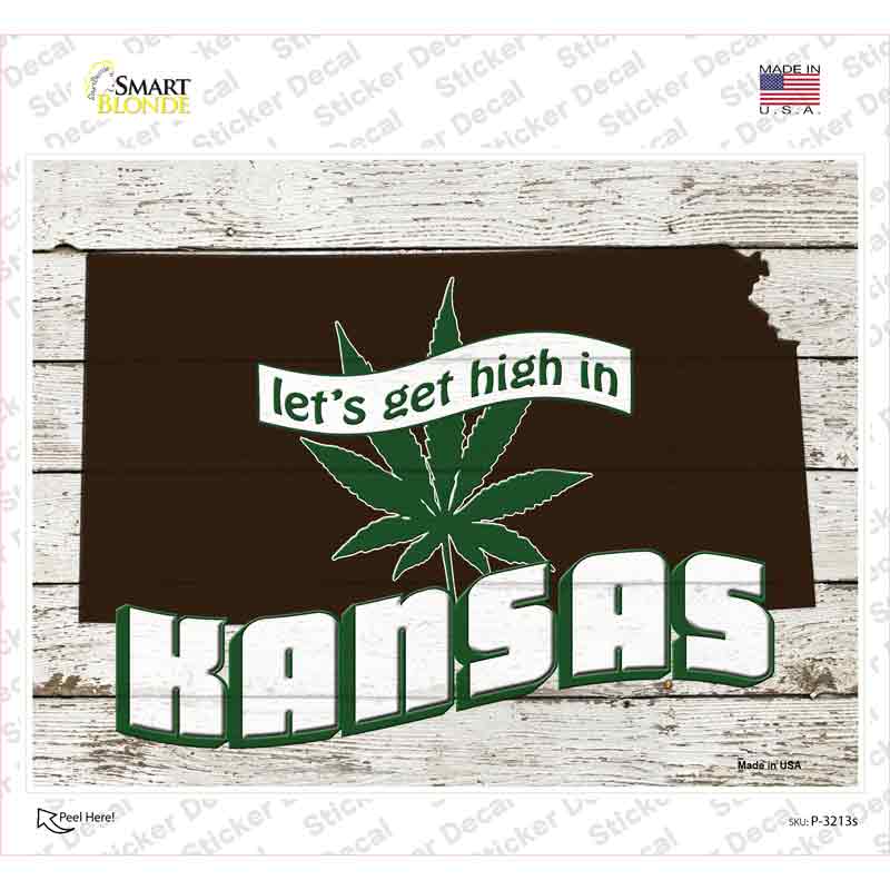 Get High In Kansas Novelty Rectangle Sticker Decal Small