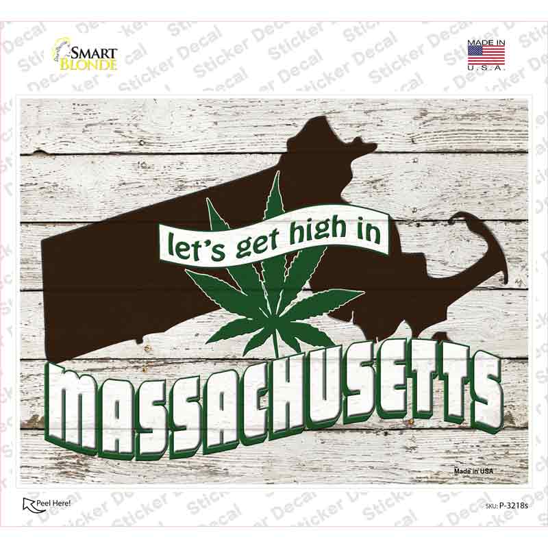 Get High In Massachusetts Novelty Rectangle Sticker Decal Small